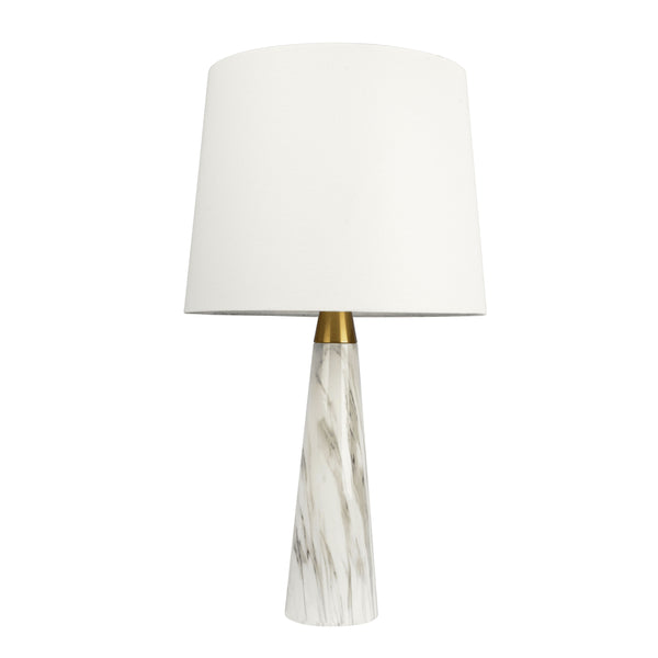 Enclave - Hydro Table Lamp With On / Off Switch Faux Marble Base Shade - Gold / White / White Marble