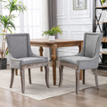 Ultra Side Dining Chair,Thickened Fabric Chairs With Neutrally Toned Solid Wood Legs, Bronze Nail Head (Set of 2)