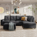 Reversible Sectional Sofa Space Saving With Storage Ottoman Rivet Ornament L-Shape Couch For Large Space Dorm Apartment