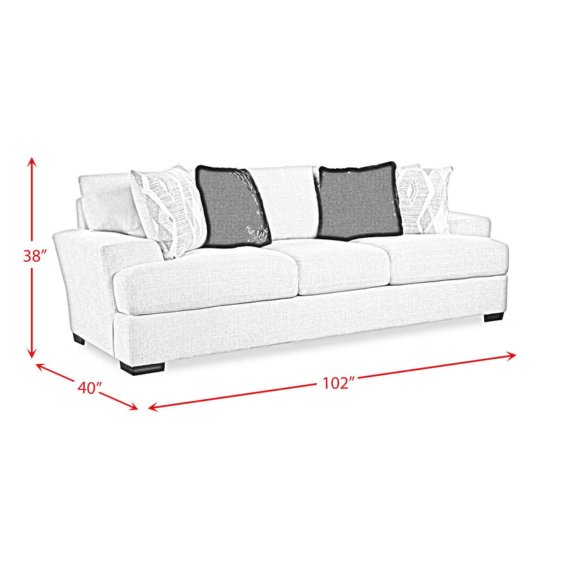 Style Line 9010 - Sofa - Fentasy Silver With 2 Pillows Naples Black, 2 Pillows Exotica Birch