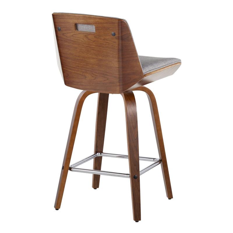 Corazza - Mid Century Modern Fixed Height Counter Stool With Swivel And Square Footrest (Set of 2)