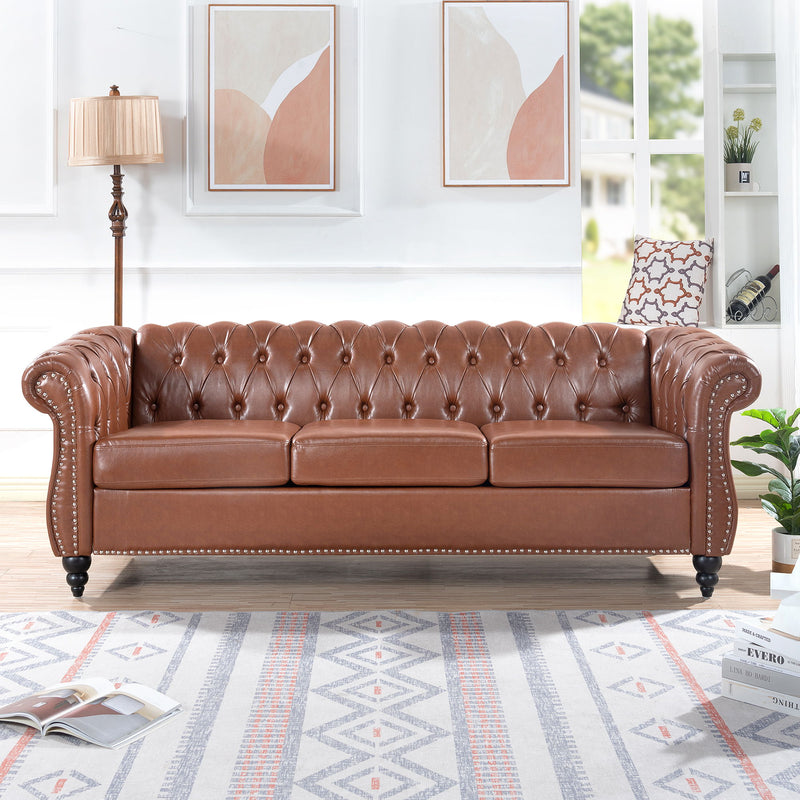 Rolled Arm Chesterfield 3 Seater Sofa