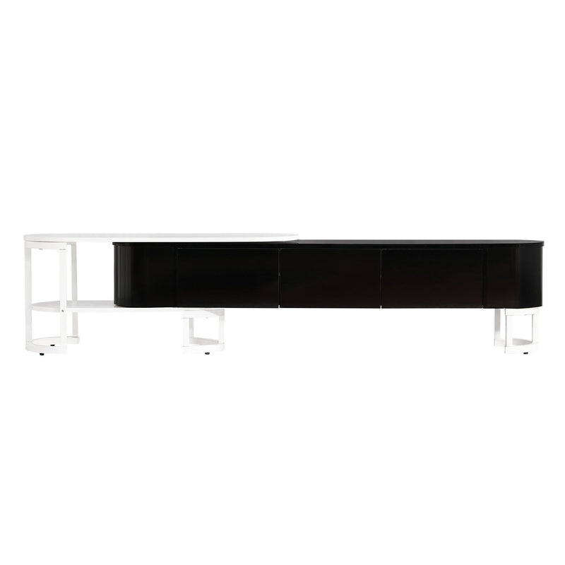 Modern Extendable TV Stand For TVs Up To 75", Entertainment Center Media Console With 3 Drawers, Metal Adjustable Legs For Living Room