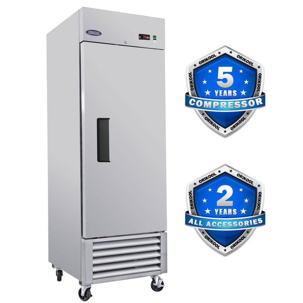 Commercial Refrigerator 23 Cu.Ft With 1 Solid Door Reach-In Refrigerators Stainless Steel Etl Approved Upright Fridge Storage - Silver