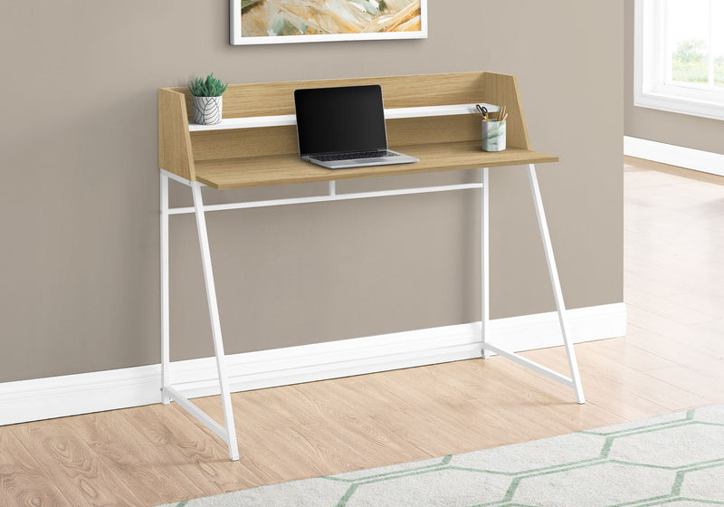 Computer Desk For Home Office, Laptop, Storage Shelves, Marble Look Contemporary & Modern