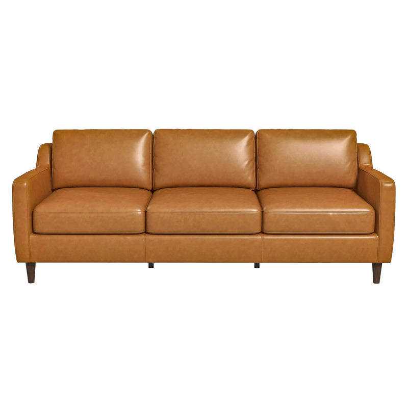 Cooper - Mid-Century Modern Leather Sofa - Light Tan / Tan