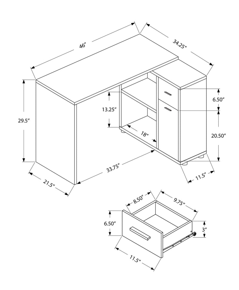 Computer Desk, Home Office, Corner, Storage Drawers, L Shape, Contemporary & Modern