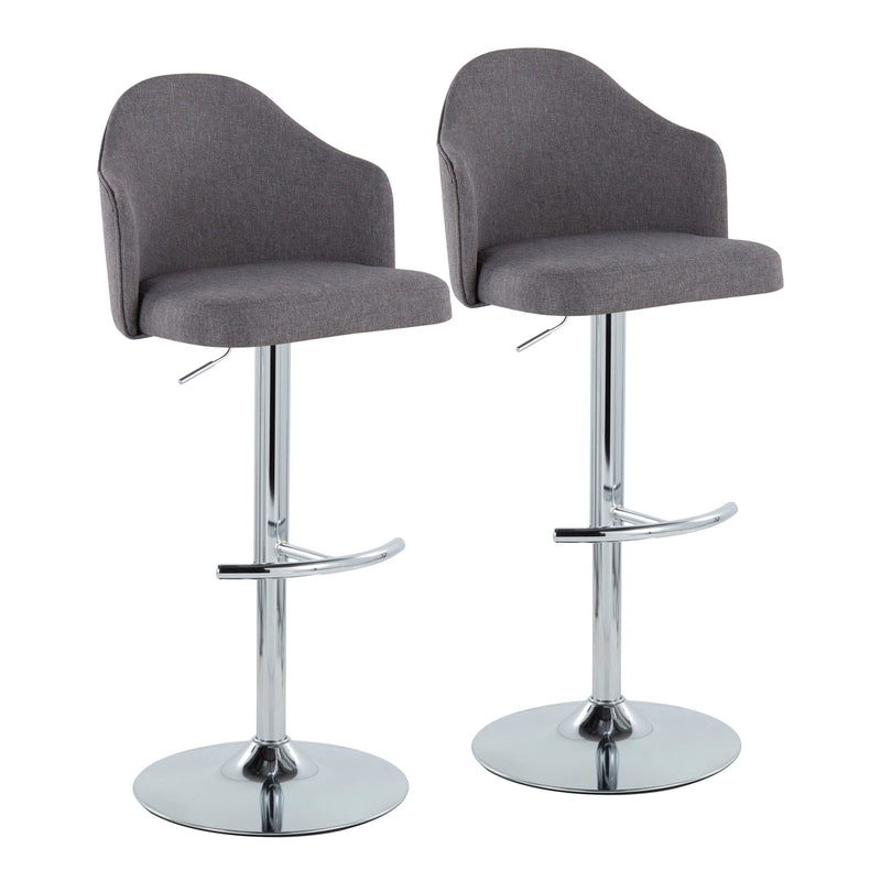 Ahoy - Contemporary Adjustable Barstool With Swivel With Rounded T Footrest (Set of 2)