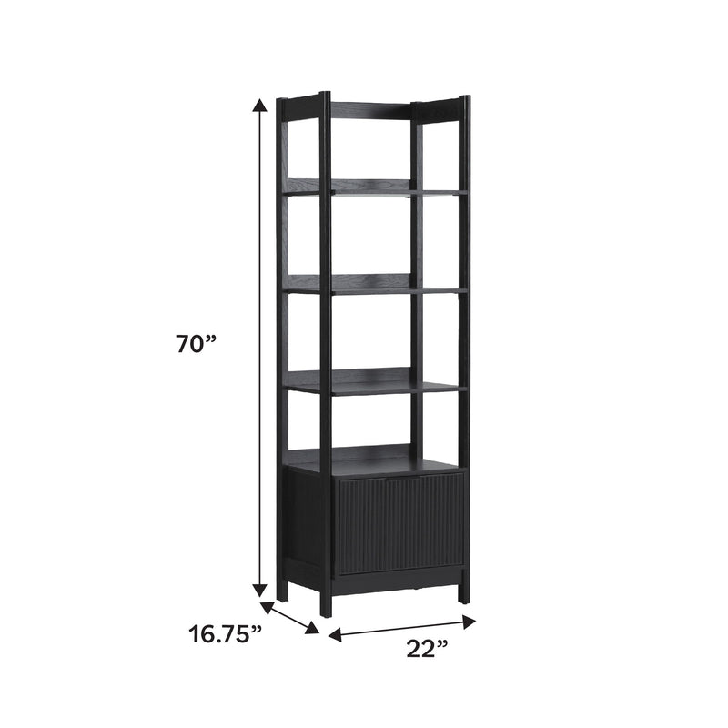 Transitional Narrow Bookshelf With Drawer On Bottom