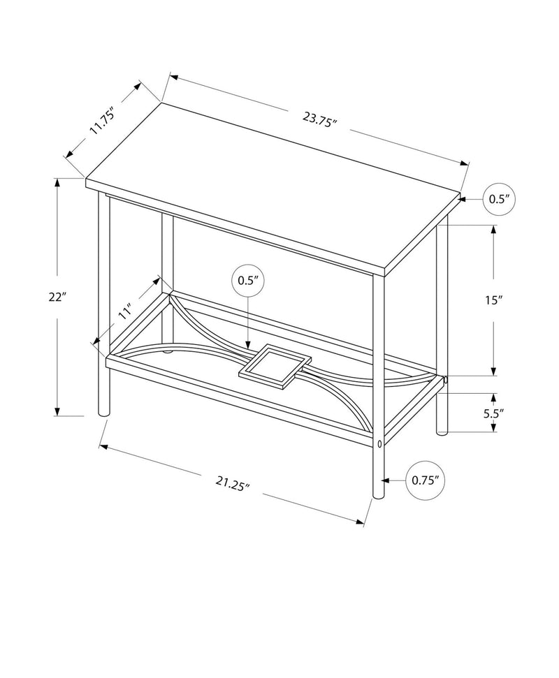 Accent Side Table, Narrow, Small, 2 Tier, Elegant Design