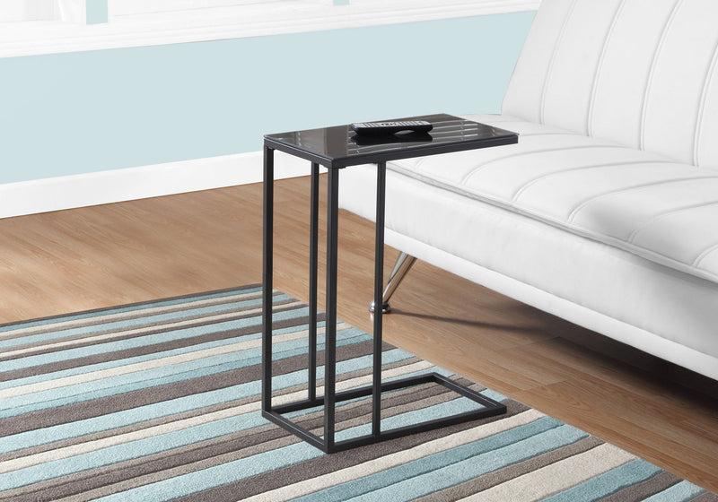 Accent Table, C - Shaped, Tempered Glass, Stylish Design Contemporary & Modern