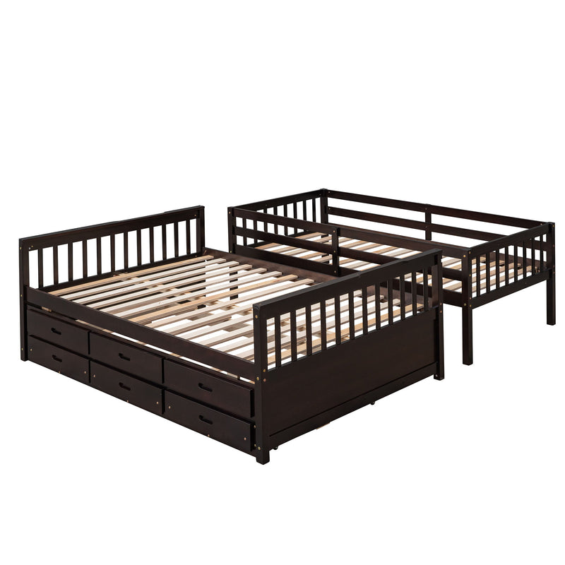 Twin Over Full Bunk Bed With Twin Size Trundle, Separable Bunk Bed With Drawers For Bedroom