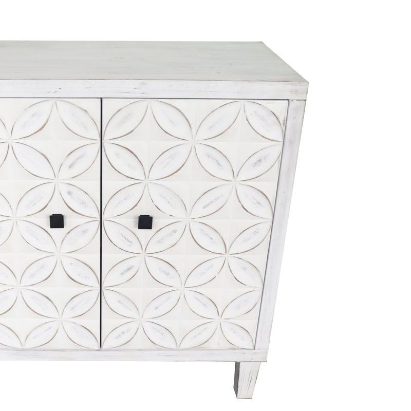 Accent Cabinet 4 Door Wooden Cabinet Sideboard Buffet Server Cabinet Storage Cabinet, For Living Room, Entryway, Hallway, Office, Kitchen And Dining Room - White Wash