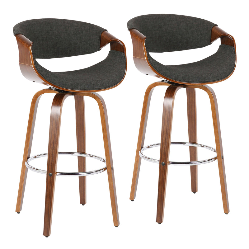 Curvini Mid - Century Modern Fixed Height Barstool With Swivel (Set of 2)