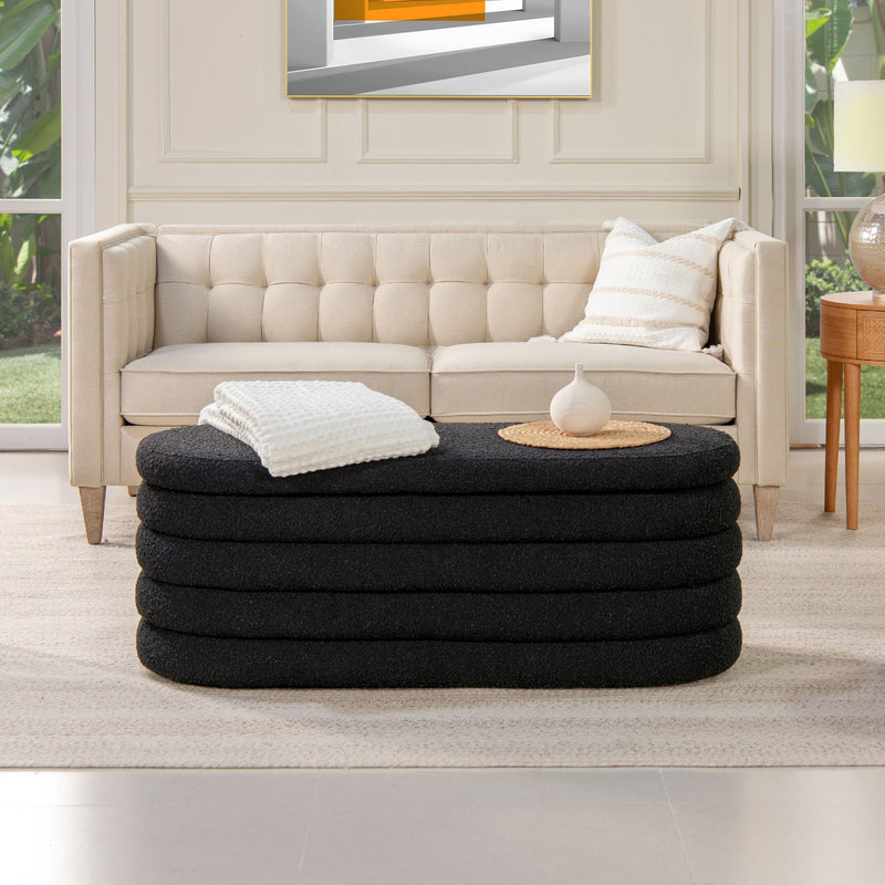 Fuji - Upholstered Oval Storage Bench