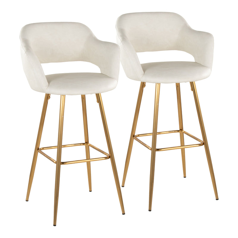 Margarite - Contemporary Fixed Height Barstool With Footrest (Set of 2) With Square