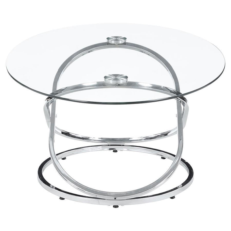 Warren - 3 Piece Oval Glass Top Coffee Table Set - Chrome