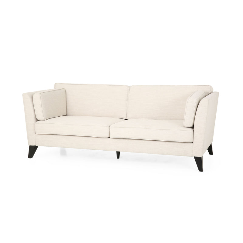 3 Seater Fabric Sofa, With Birch Legs, Study And Living Room - Beige