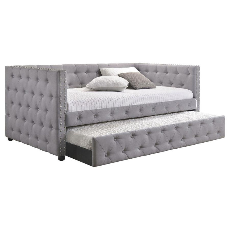 Mockern - Upholstered Twin Daybed With Trundle - Gray - Atlantic Fine Furniture Inc