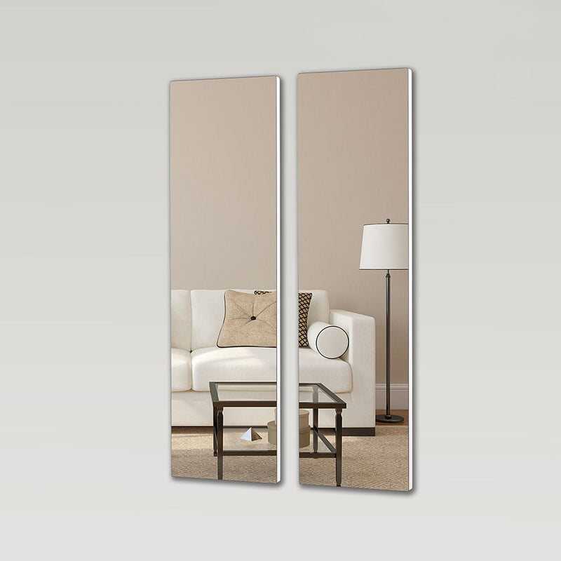 Wall Mount Mirror (Set of 2), Mdf Mirror Wall Mount At Horizontal & Vertical Hanging - White