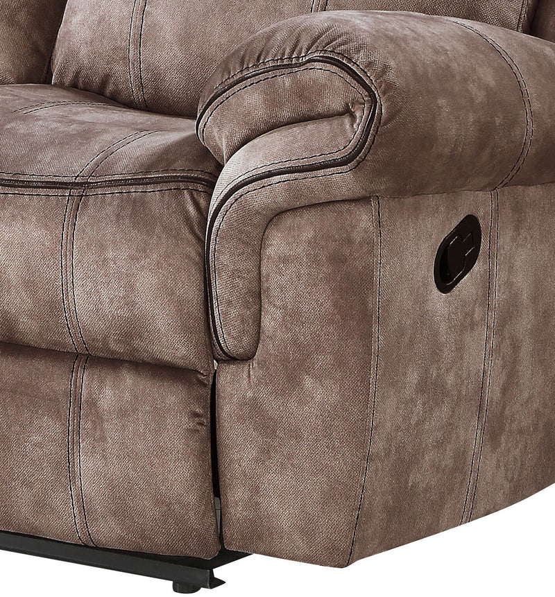 Zubaida - Two Tone Velvet Recliner Sofa With USB Port Drop Down Table