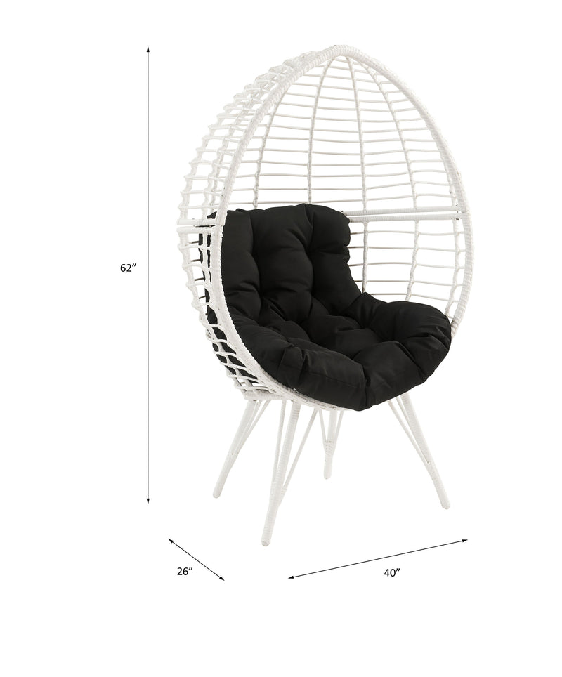 Galzed - Patio Lounge Chair - Black Fabric & White Wicker