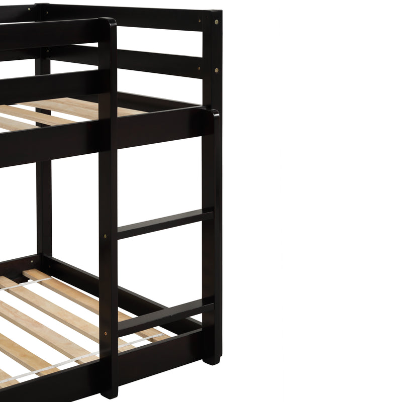 Twin over Twin Floor Bunk Bed,Espresso