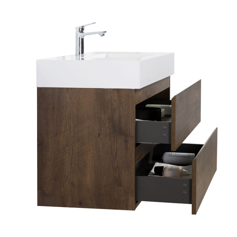 Alice - Bathroom Vanity Wall Mounted With Sink, Large Storage Floating Bathroom Vanity For Modern Bathroom, One-Piece Sink Basin Without Drain And Faucet