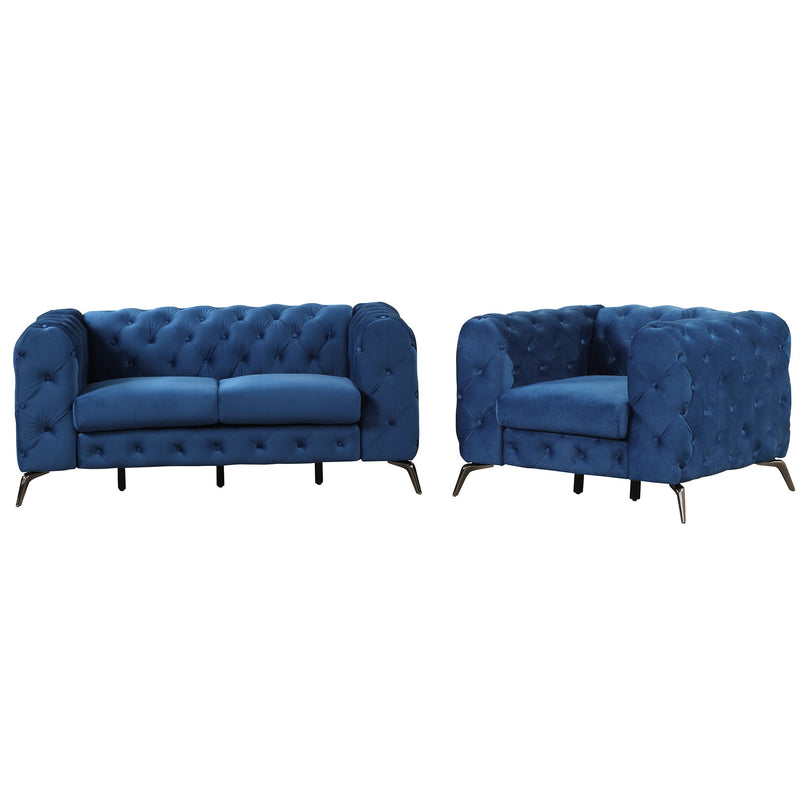 3 Piece Sofa Sets Modern With Sturdy Metal Legs, Velvet Upholstered Couches Sets Including Three Seat Sofa, Loveseat And Single Chair For Living Room Furniture Set