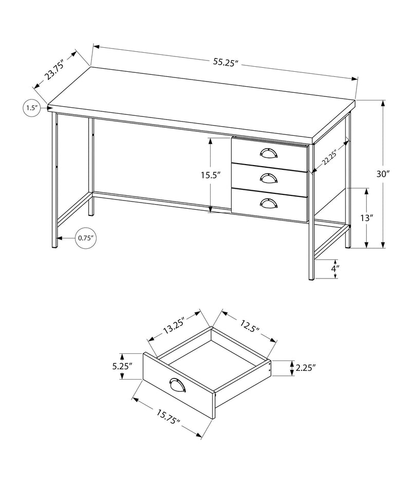 Computer Desk For Home Office, Laptop, 3 Storage Drawers, Contemporary & Moder