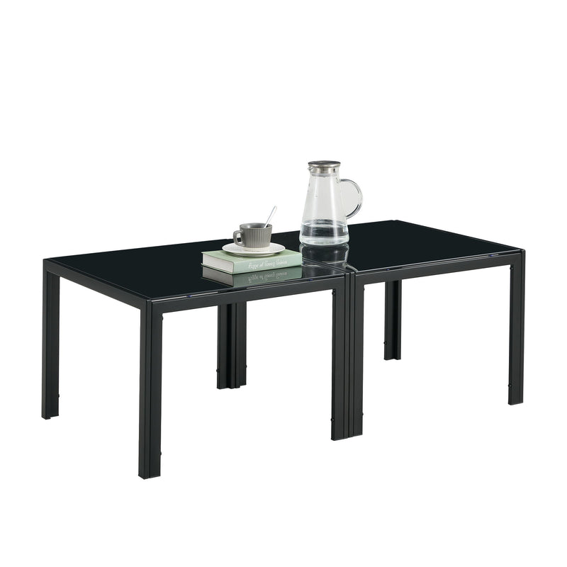 Coffee Table (Set of 2), Square Modern Table With Tempered Glass Finish For Living Room