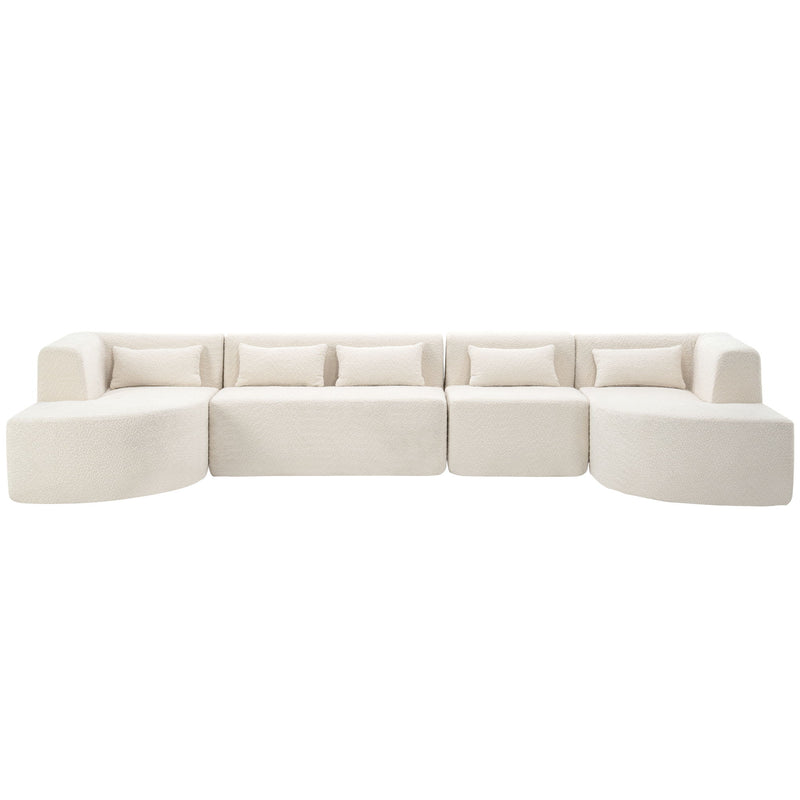 Upholstered Sofa Free Combined Sofa Couch With Two Chaise Lounge And Five Back Pillows For Living Room