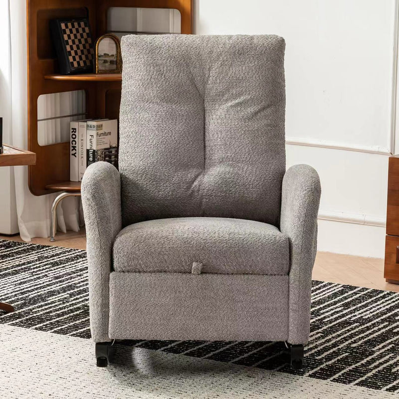 Accent Rocking Chair & Footrest High Back Rubber Wood Rocking Legs Bedroom Living Space - Gray