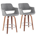 Vintage Flair - Mid-Century Modern Fixed Height Counter Stool With Swivel With Round Footrest (Set of 2)