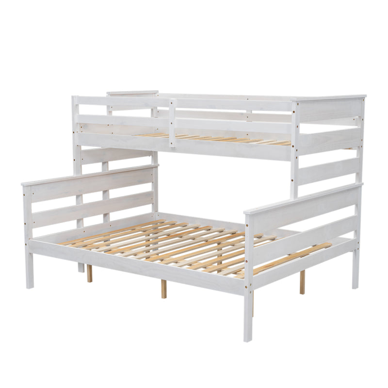 Wood Twin XL over Queen Bunk Bed with Ladder, White