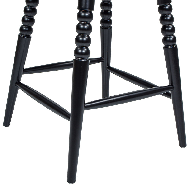 Breda - Turned Bubble Spindle Low Back Counter Stool - Black