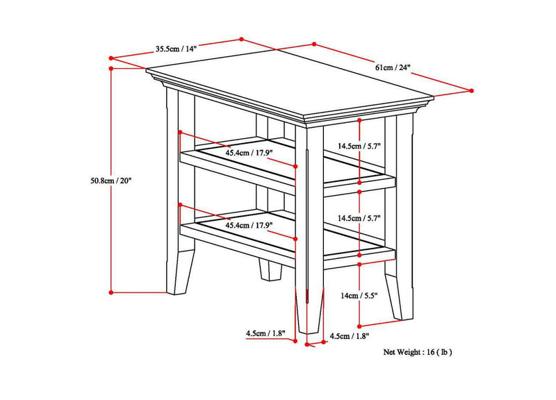 Acadian - Narrow Side Table - Farmhouse Brown