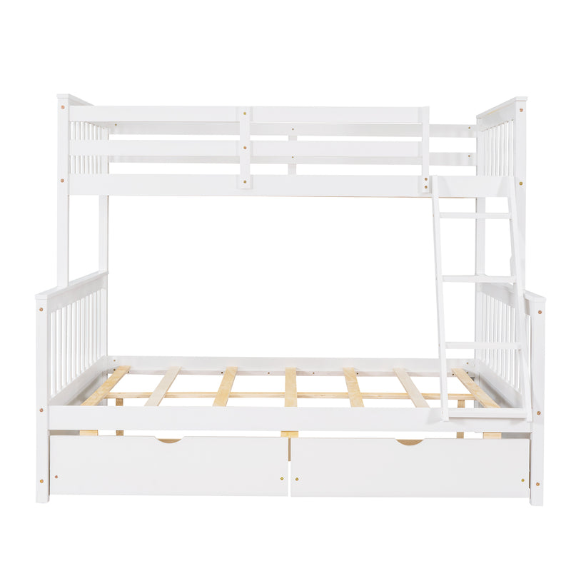 Twin-Over-Full Bunk Bed with Ladders and Two Storage Drawers (White){old sku:LT000165AAK}