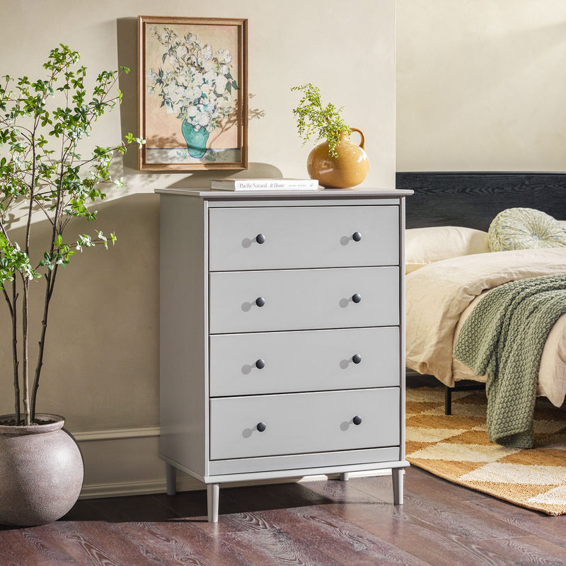 Classic 4 Drawer Solid Wood Dresser - Gray