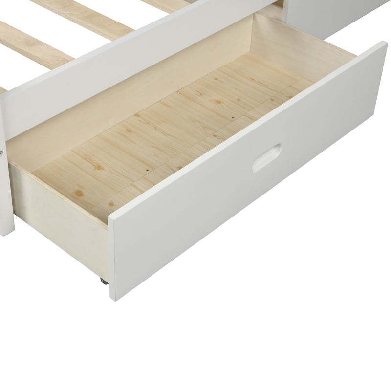 Wood platform bed with two drawers, full (white)