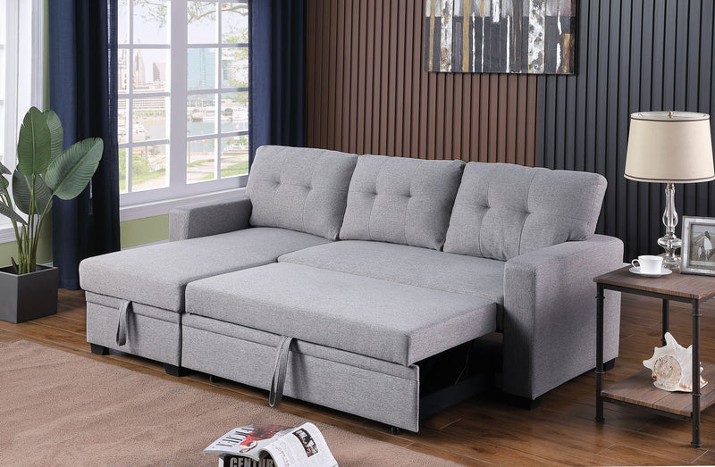 Upholstered Pull Out Sectional Sofa With Chaise