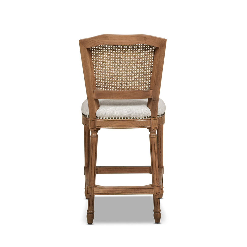 Triomphe - Wicker High Back Armless Counter Bar Stool, Stain Resistant High - White Pepper