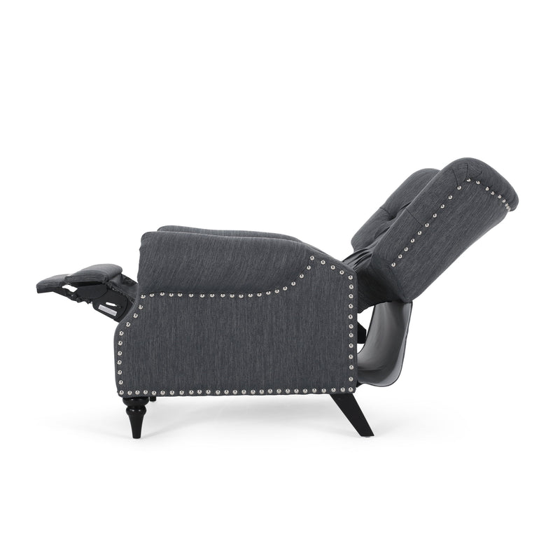 Classic Style Fabric Push Back Chair - Charcoal