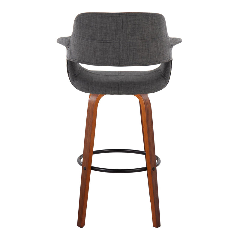 Vintage Flair - Mid Century Modern Fixed Height Barstool With Swivel With Round Footrest (Set of 2)