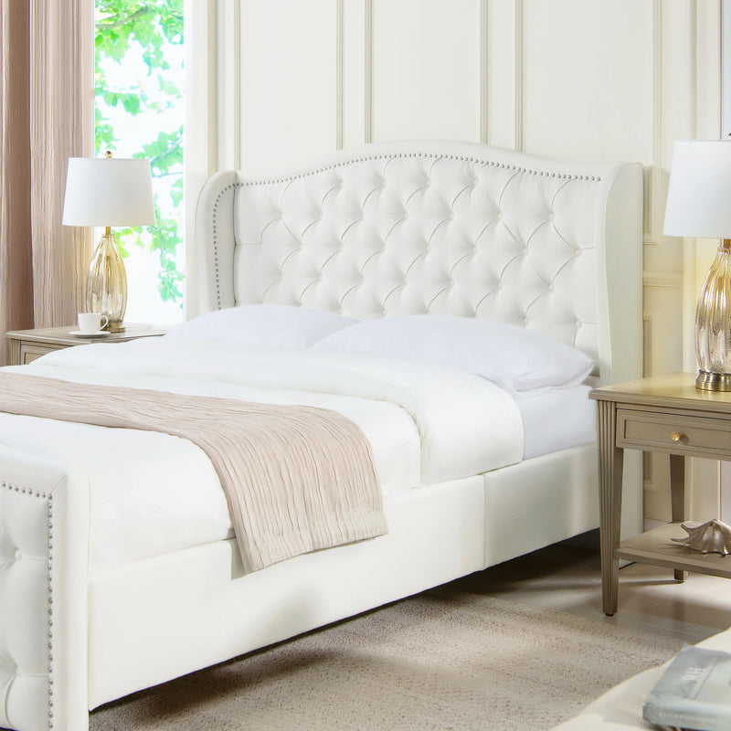 Fontana - Queen Wingback Upholstered Platform Bed Frame