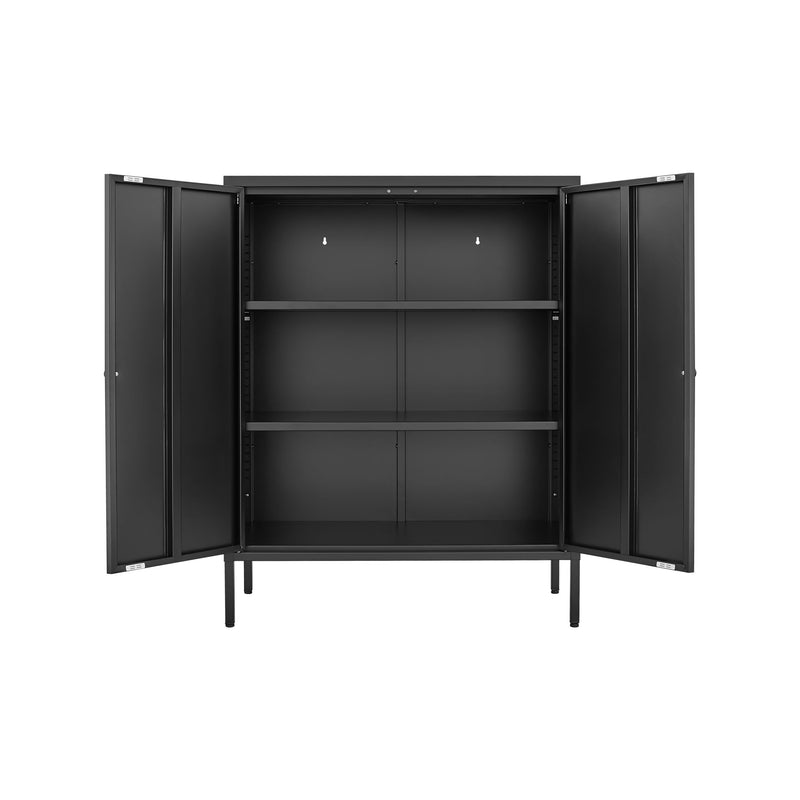 Kitchen Buffet Server Table Accent Sideboard Cupboard Server Buffet Console Table With Doors Cabinet - Black