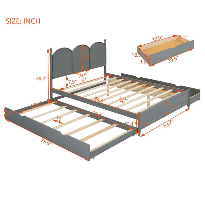 Platform Bed With With 2 Big Drawers And Trundle