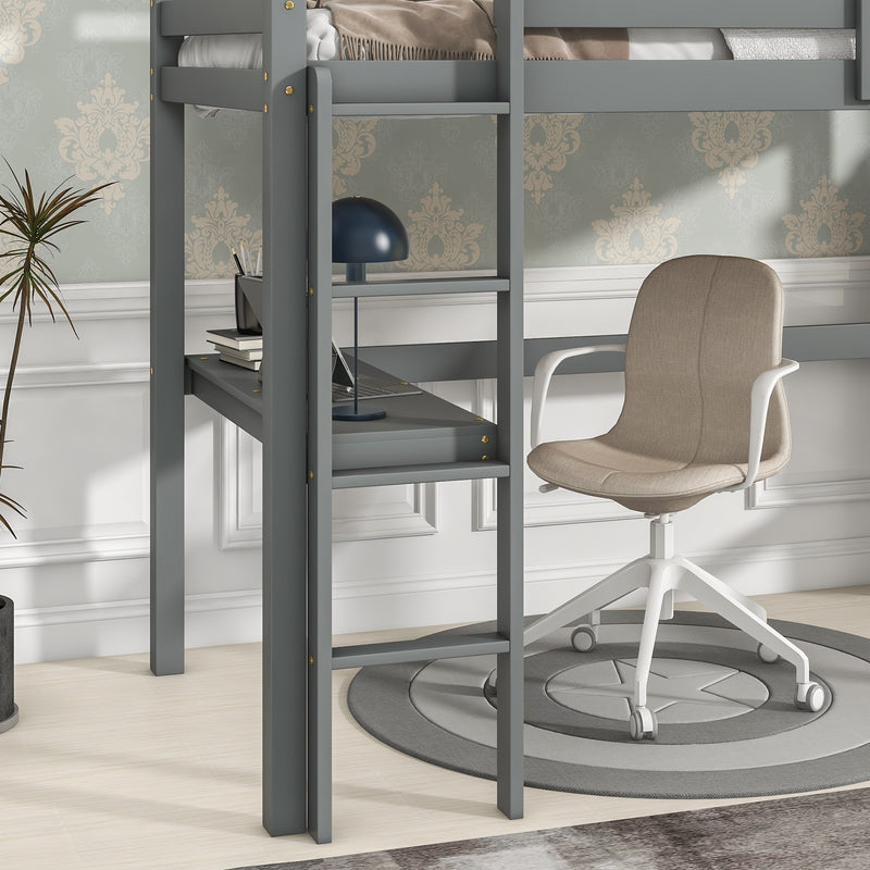 Twin Loft Bed with  built-in desk,Grey(Old SKU:W50450910)