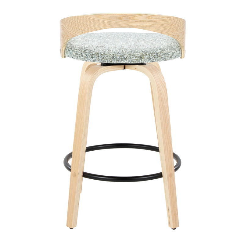 Grotto - Mid-Century Modern Fixed Height Counter Stool Swivel &h Round Footrest