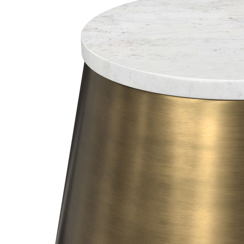 Benning - Side Table - Antique Brass / White